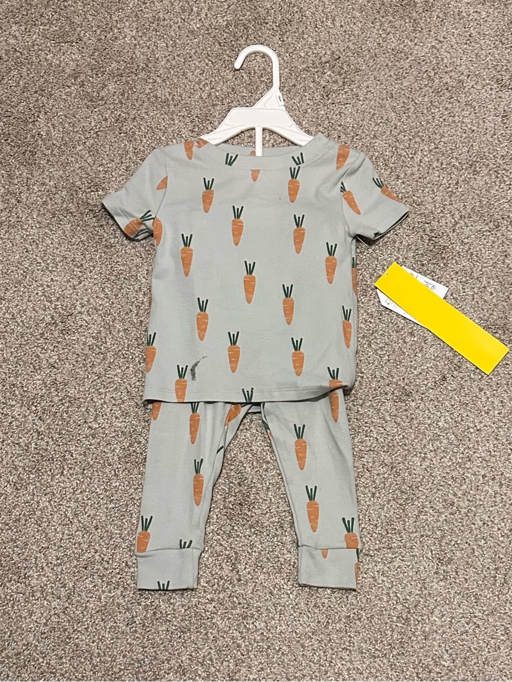 Kids Sage Carrot-Print Pajama Set